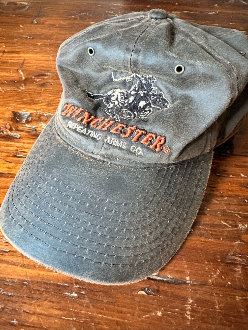 Vintage Winchester Hat Mens Waxed Cotton Dark Brown Outdoor Cap Hunting OSFA